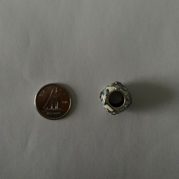 Blue White Enamel 925 Sterling Silver Floral Charm Bracelet Bead Persona Pandora - Picture 2 of 3